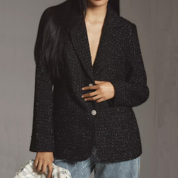 Anthropologie Mare Mare Sparkle Tweed Blazer Jacket - Picture 1 of 11